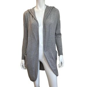 The White Company Gray Hooded Wool Cashmere Longline Cardigan w/Pockets S EUC